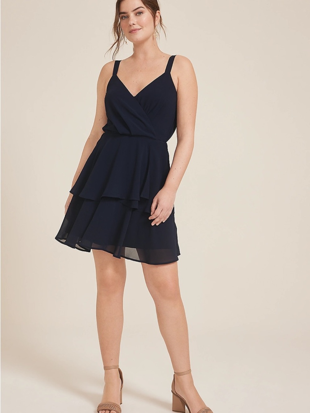 Nwot Maurices bare surplice Navy V-Neck Tiered Mini Dress